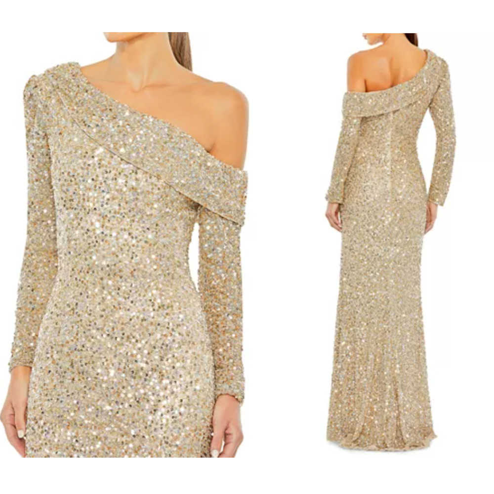 MAC DUGGAL Women's Sequined One Shoulder Evening Gown … - Picture 13 of 13